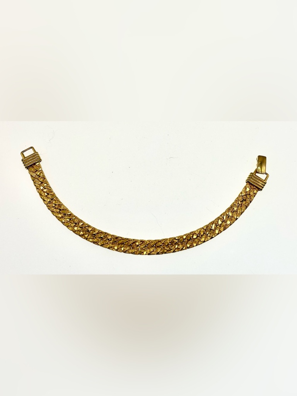 Vintage 70s Nugget Bracelet Wide Textured Chunky Retro Statement